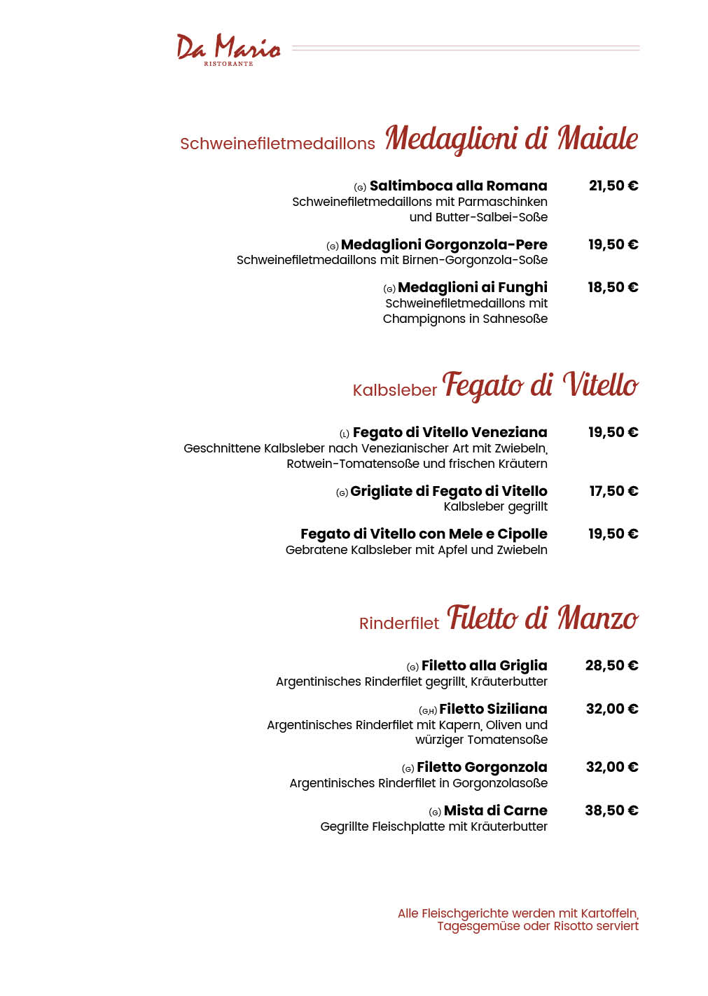Restaurant Da Mario Speisekarte 5
